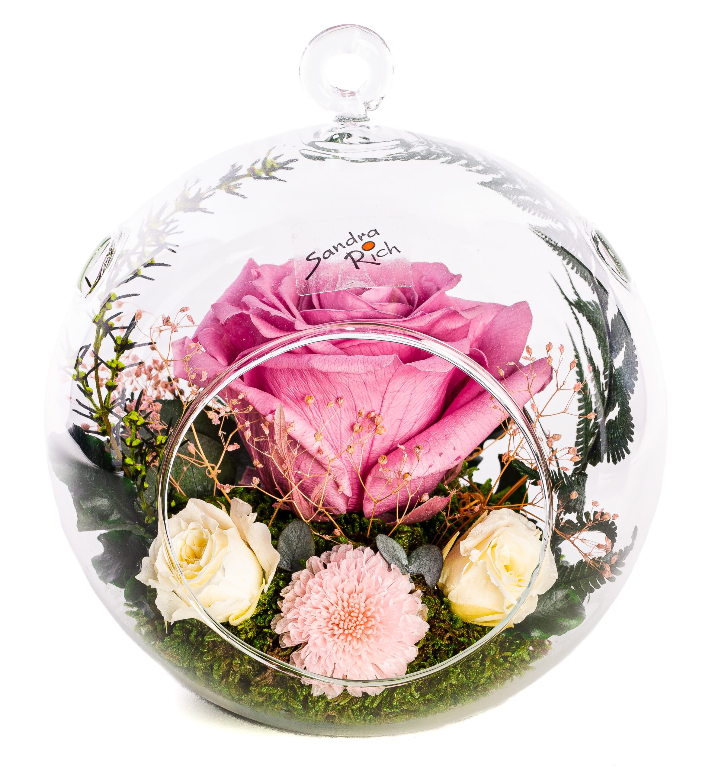 ewige Rosen im Glas pink Prremium - konservierte Rose in Glaskuppel von Rosen-Te-Amo