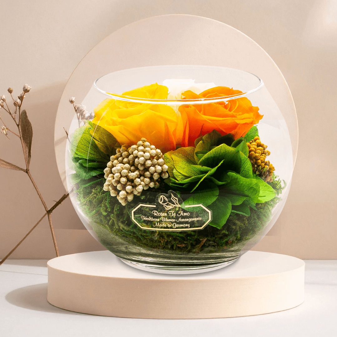 Echte Rose im Glas - gelbe und Weiße Rosen