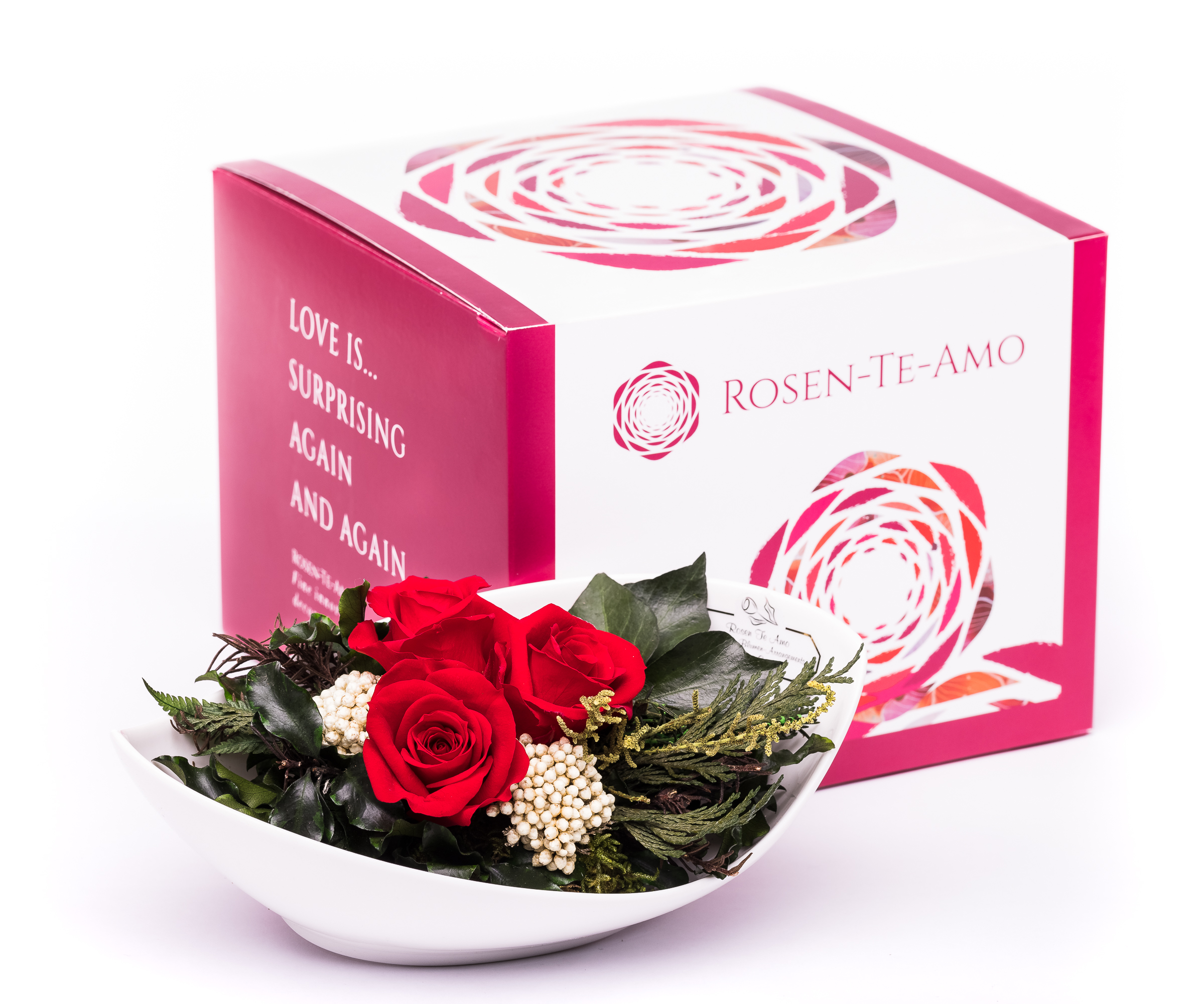 Ewiger Rosenstrauß rot, Rosenbox mit Rosenduft