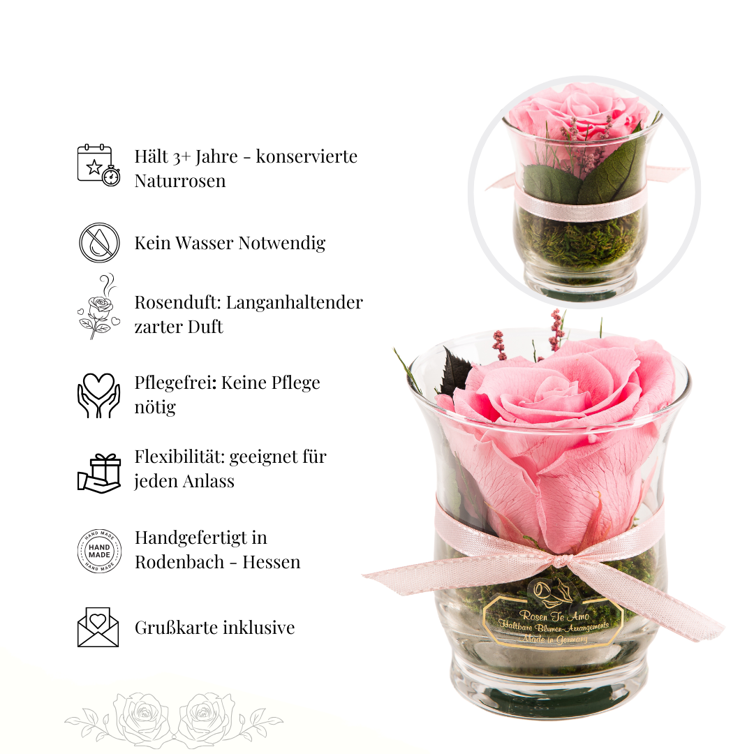Infinity Rose im Glas Pink