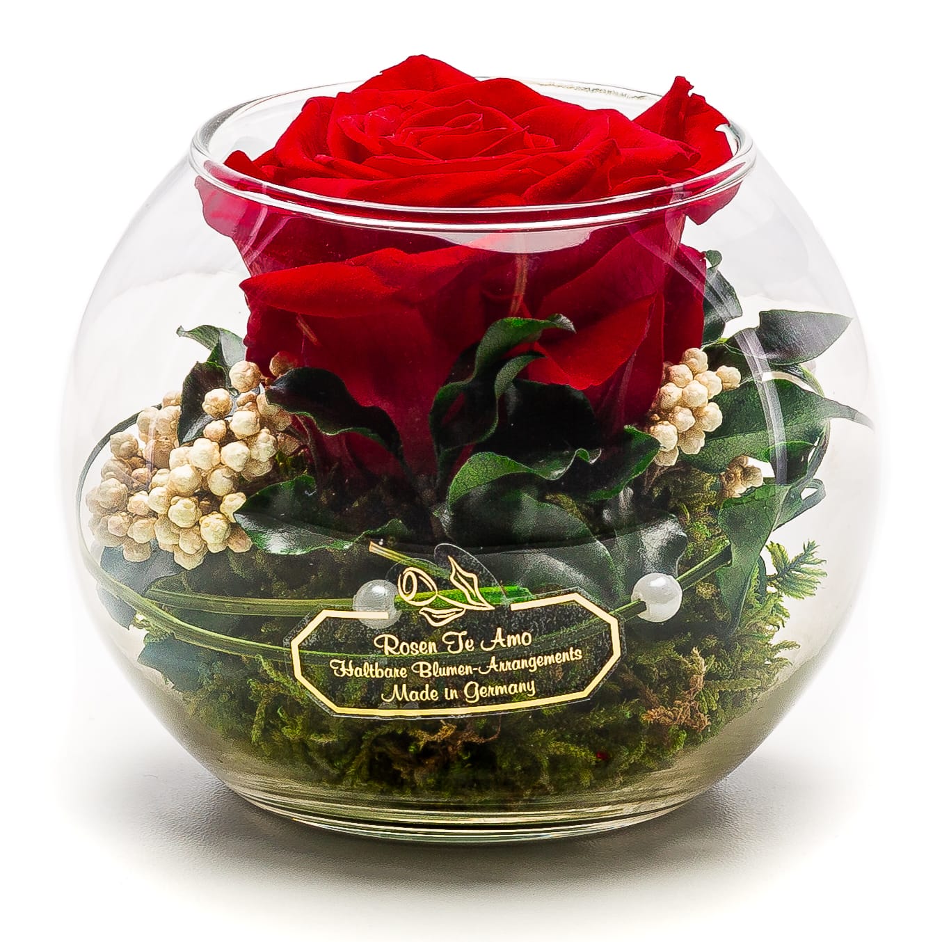 Konservierte Rose im Glas rot – ewige Rose online kaufen
