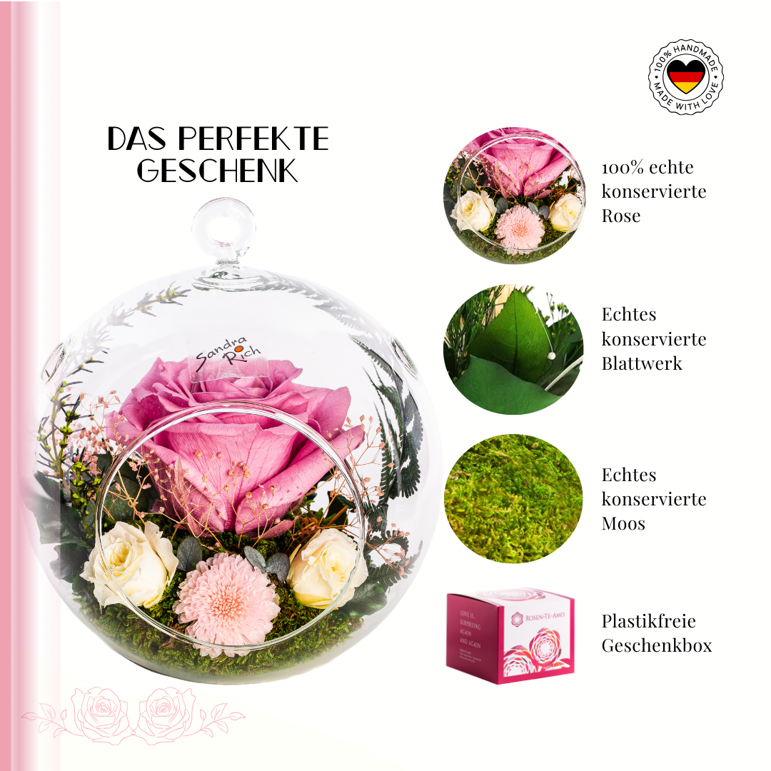 ewige Rose in Glas - Muttertagsgeschenk