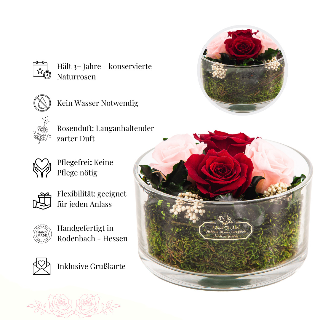 Konservierter Rosenstrauß mit 4 duftenden Infinity Rosen