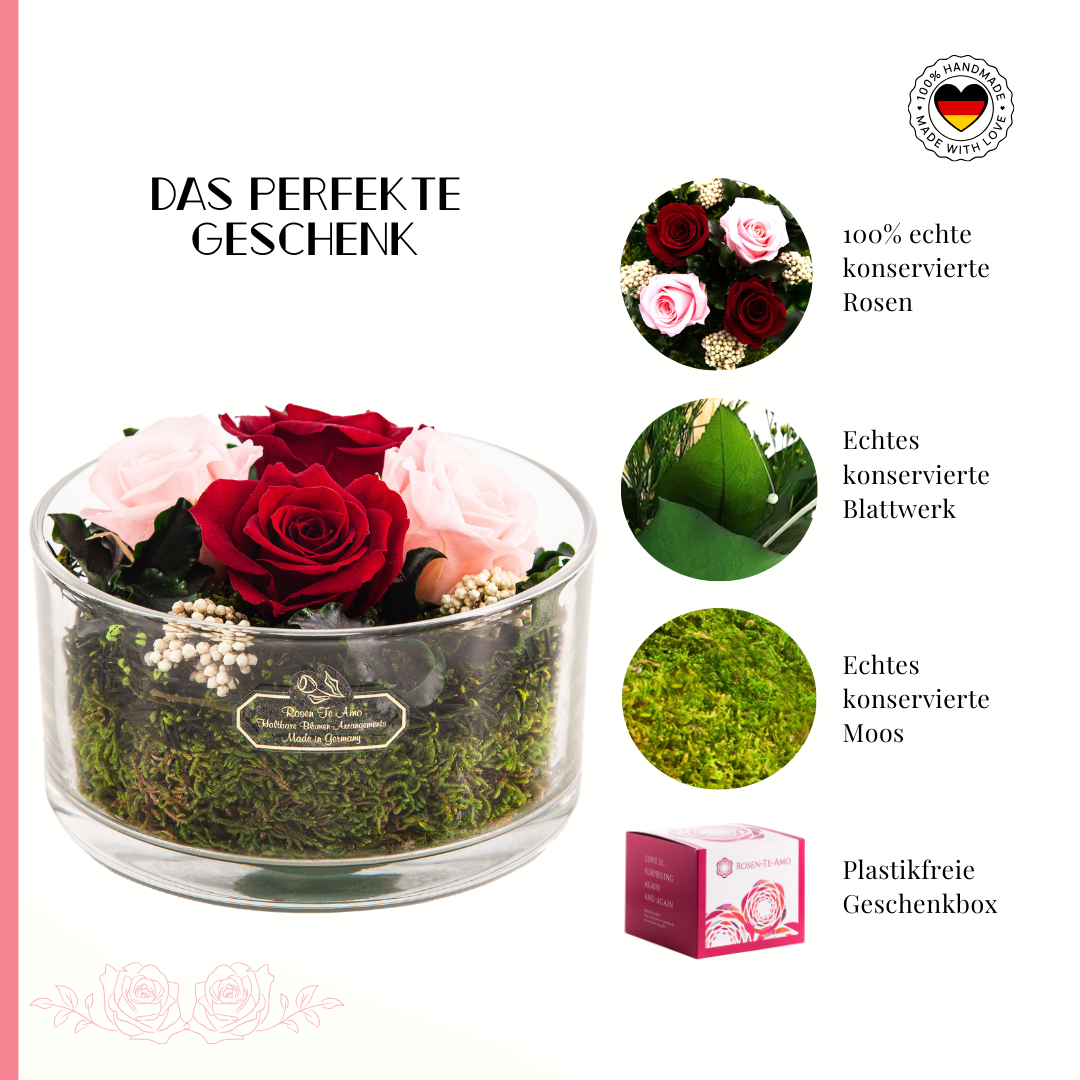 konsesrvierte Blumenstrauß rote Rosen